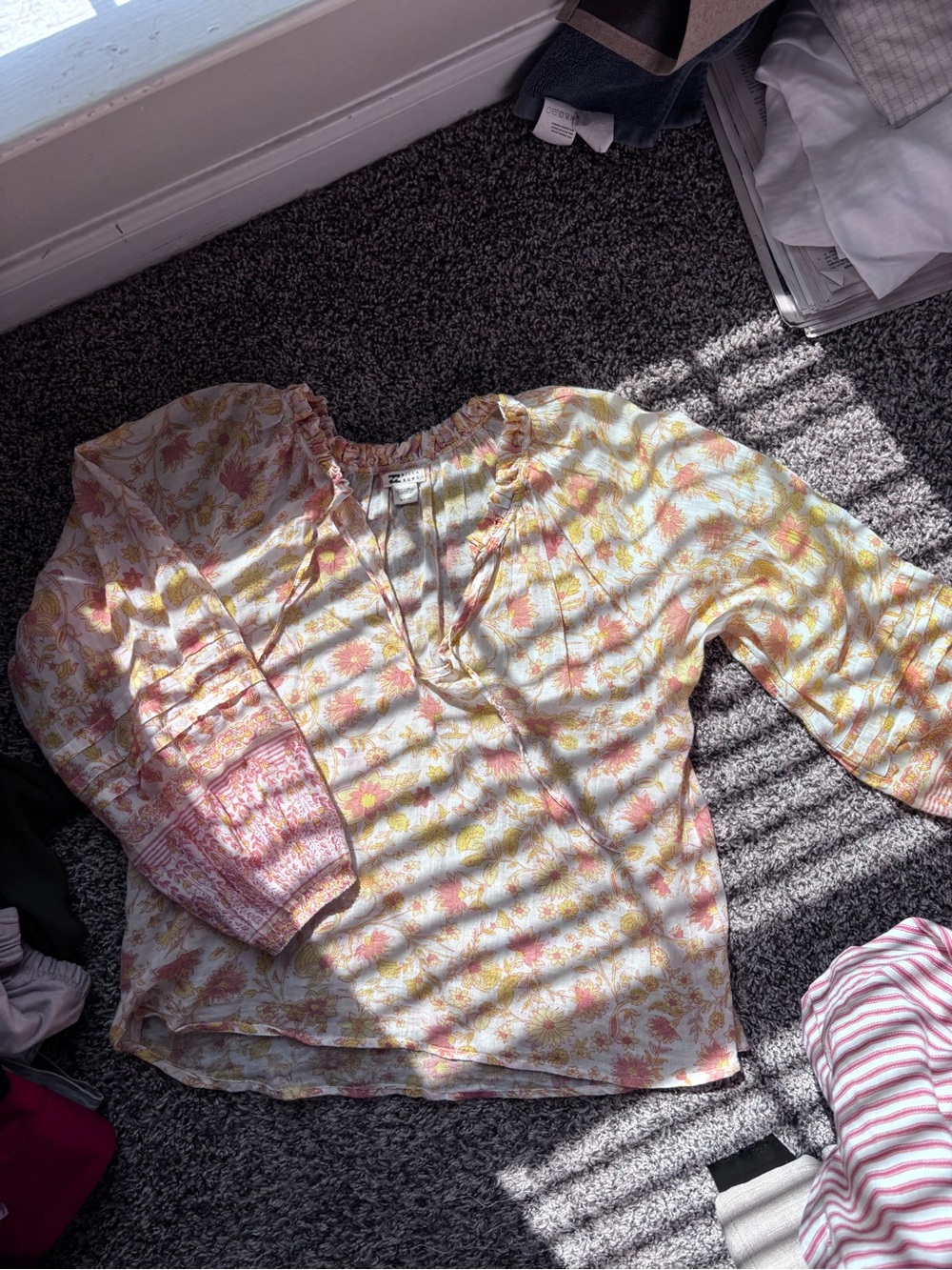 Billabong Yellow Floral Peasant Blouse